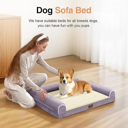 Small Dog Bed Orthopedic Washable: Beds Bolster Small Sized Dogs Bed Egg Crate Foam Couch Sofa Waterproof with Removable Cover - Purple