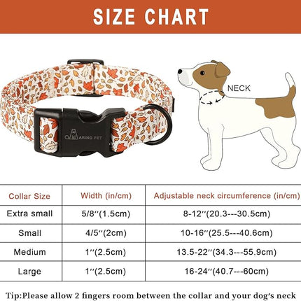 ARING PET Fall Dog Collars, Cute Autumn Maple Leaves Pet Collar with Quick Release Buckle for Small Medium Large Girl Boy Dogs-XS