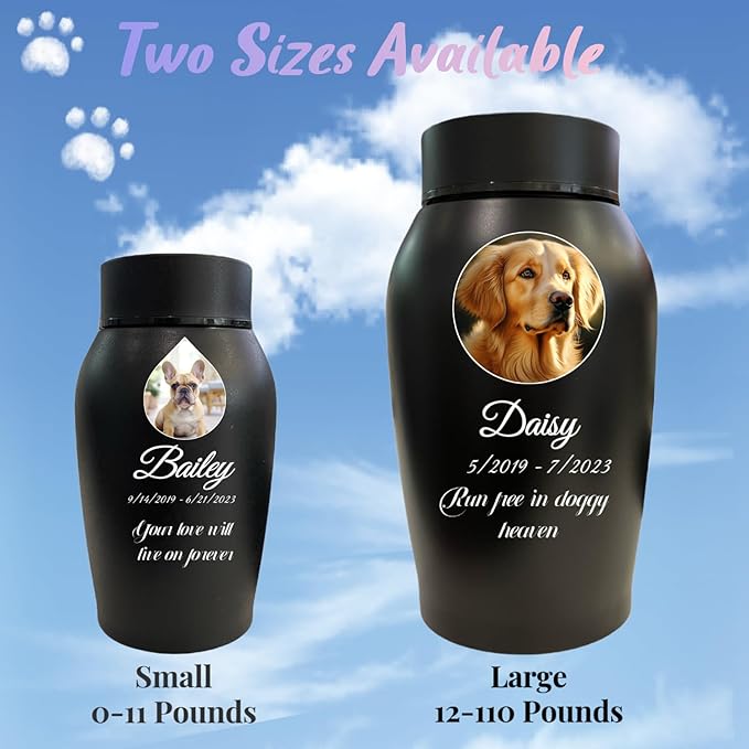 Personalized Dog Urn, Stainless Steel Cremation urns for Pets Ashes, Custom Photo Pet Memorials Pet Urn, CremationUrn for Pet Ashes(Orbicular-Like)