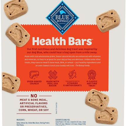 Blue Buffalo Mini Health Bars Crunchy Dog Biscuits, Oven-Baked With Natural Ingredients, Bacon, Egg & Cheese, 2-lb Box