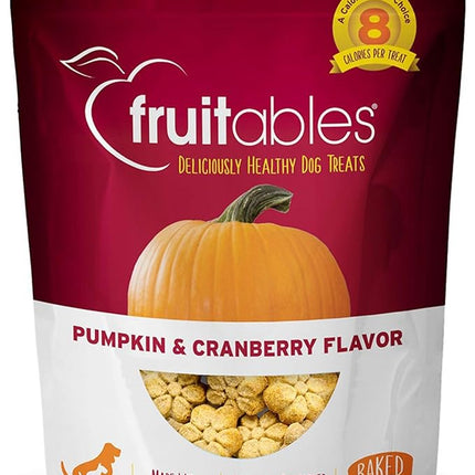 Fruitables Baked Dog Treats, Healthy Pumpkin Snacks for Dogs, Low Calorie & Delicious, No Wheat, Corn or Soy, Puppy Training Treats, Made in the USA, Pumpkin and Cranberry Flavor, 7oz