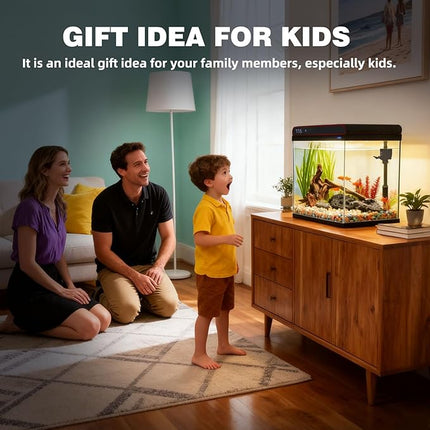 Coospider 5 Gallon Glass Fish Tank, Aquarium Starter Kit, Self-Cleaning Aquarium Kit with Ultra-Quiet Filter Pump, 3-Color LED Lights, Temp Monitoring for Fish, Shrimp, Kids Gift Idea