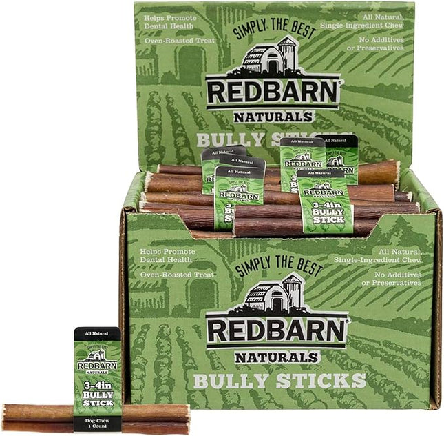 Redbarn Pet Products Straight 3"-4" Bully Sticks - Long Lasting Dog Chew, All Natural & Odorless Bully Bones (65-Count)