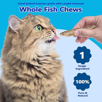 Amzey 7oz Minnows Dog Treats - Freeze Dried Minnows Cat Treats - High Protein & Premium Quality Training Treats - Bulk Package (1.6" to 2.8" Length Each)