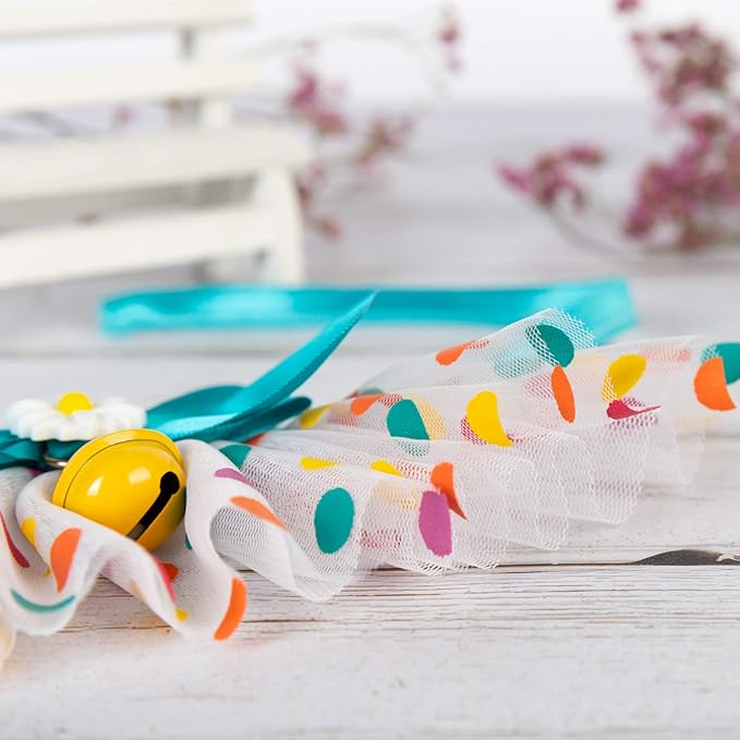 2PCS Dog Cat Collar with Bell Colored Polka Dot Daisy Pet Bib Cute Scarfs Necklace Neck Strap for Pet Costume Supplies