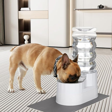 RIZZARI Large Water Dispenser for Dogs: 8L Gravity White Automatic Stainless Steel Waterer - 100% BPA Free - Raised Pet Feeder for Pet Dogs Indoor/Outdoor