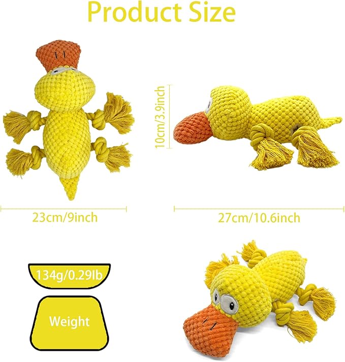 Indestructible Dog Squeak Toys for Big Dogs, Durable Chew Toys for Aggressive Chewers, Tough Stuffed Animals, Toys with Cotton Material and Crinkle Paper,Suitable for Large, Medium and Small Dogs