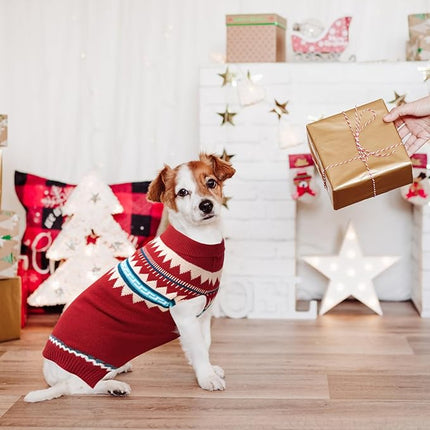 BINGPET Dog Sweater - Turtleneck Classic Knit Dog Sweaters for Small Medium Large Dogs, Pet Winter Clothes Warm Sweatshirts Outfits for Doggie and Cats Red M