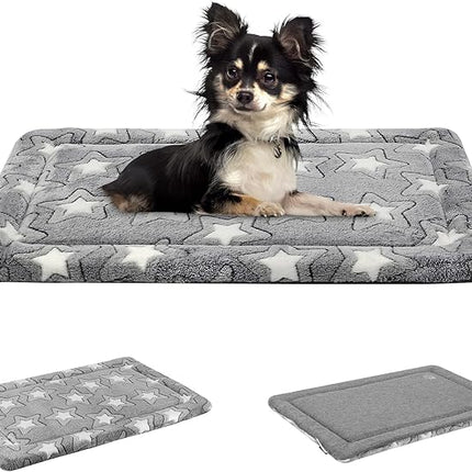 EMPSIGN Dog Crate Pad - Reversible Kennel Mat (Cool & Warm), Machine Washable, Cozy Star Pattern Sleeping Pad for Small Medium Large Dogs, All-Season Pet Bed, Suitable for 24"x18" Dog Crate, Grey
