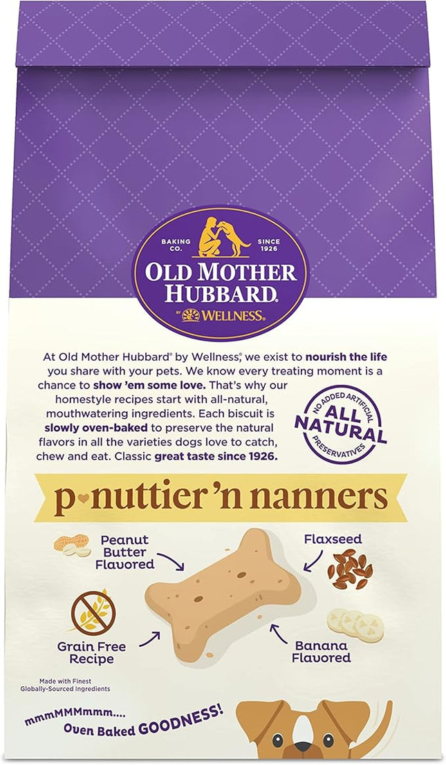 Old Mother Hubbard by Wellness Classic P-Nuttier 'N Nanners Grain Free Natural Dog Treats, Crunchy Oven-Baked Biscuits, Ideal for Training, Mini-Size, 16 Ounce Bag (Pack of 2)
