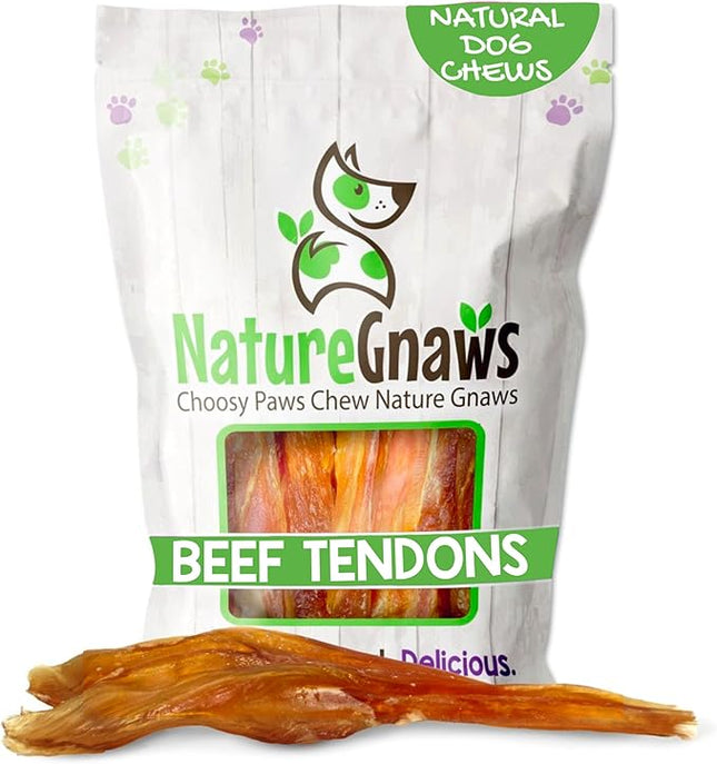 Nature Gnaws Beef Tendons for Dogs 7-11" (12 Count) - Long Lasting for Aggressive Chewers & Large Dogs - Natural Beef Jerky Dog Chew Bones - Rawhide Free