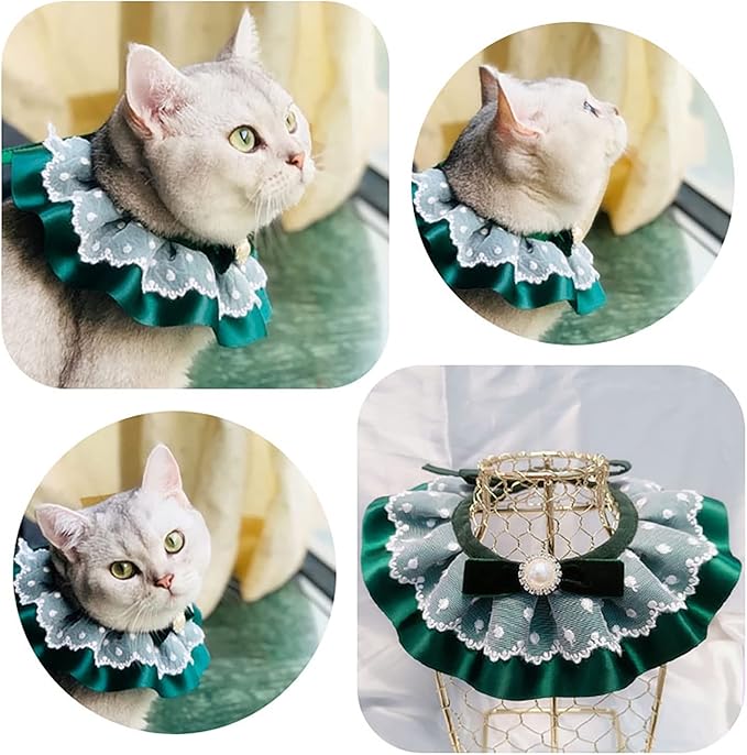 2PCS Christmas Dog Cat Collar Green Velvet Bow Pet Bib Cute Scarfs Necklace Neck Strap for Pet Costume Supplies