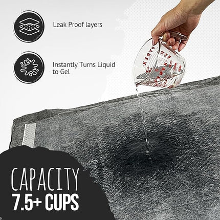 Bulldoglogy Carbon Black Puppy Pee Pads with Adhesive Sticky Tape - Large Charcoal Housebreaking Dog Training Wee Pads (24x24) 6 Layers with Extra Quick Dry Bullsorbent Polymer Tech (100-Count)