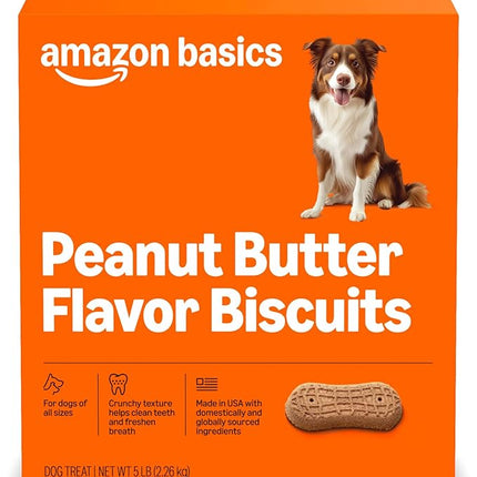 Amazon Basics Crunchy Dog Biscuits Peanut Butter Flavor Dog Treats 5 lb. Box