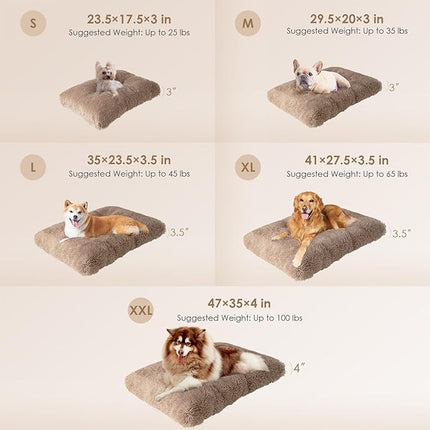 EHEYCIGA Fluffy Dog Crate Bed for Extra Large Dogs, Plush Faux Fur Crate Pad, Calming Anti Anxiety XL Dog Bed, Washable Soft Warm Mat with Non-Slip Bottom, Camel