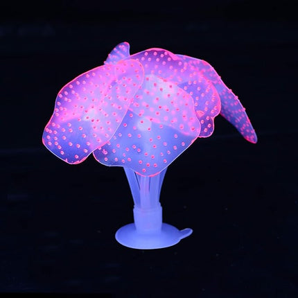 Glowing Fish Tank Decorations, 4 pcs Glow Aquarium Decor Set, Multicolor Underwater Themed Plants (Pink Coral, Green Anemone, Purple Feather Coral, Pink Kelp)