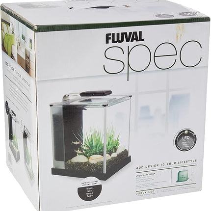 Fluval SPEC Freshwater Aquarium Kit, Aquarium with LED Lighting and 3-Stage Filtration, 2.6 Gallon, Black, Large Breeds
