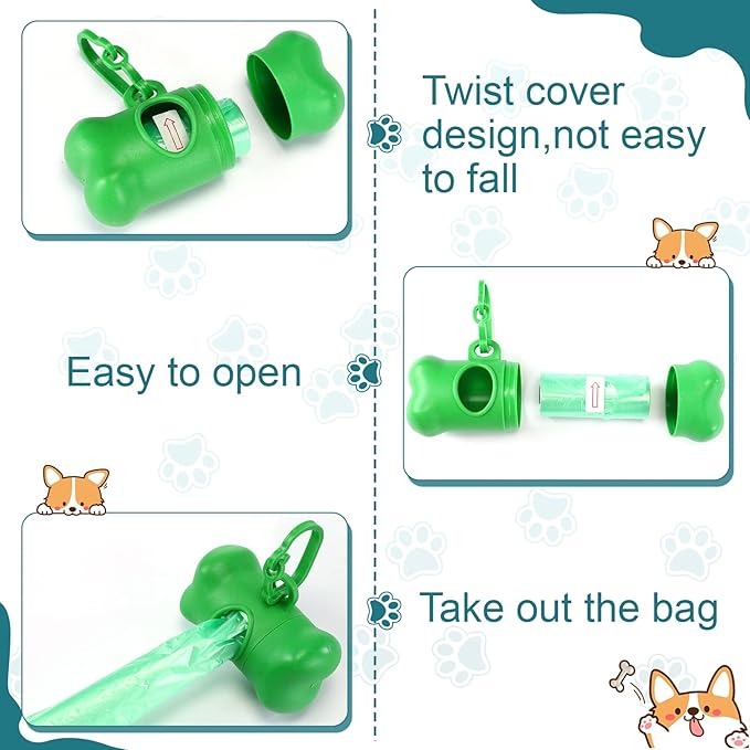 Zhehao 50 Pcs Dog Poop Trash Bag Holder Dispenser Plastic Dog Poop Waste Bag Holder for Leash with Hook and Leak Proof for Walking Hiking Camping(Bone)