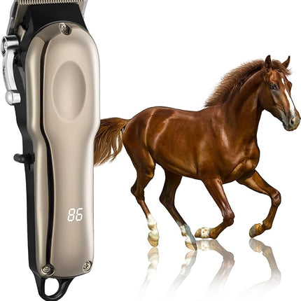 Horse Clippers Cordless Quiet, Professional Livestock Clippers with 4 Guide Guards, Electric Rechargeable Cordless Grooming Clippers for Horse, Cats and Dogs