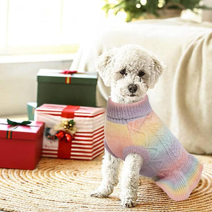 QBLEEV Dog Sweater Dress, Dog Christmas Sweaters for Medium Dogs, Puppy Sweaters Soft Pet Sweaters Warm Winter Fall Dog Sweaters Vest Custom Turtleneck Holiday Doggie Sweaters for Dogs Girls Boys L