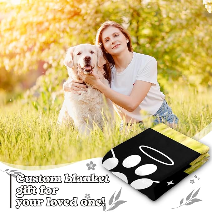 Personalized Pet Memorial Throw Blanket with Photo-Pet Memorial Gifts for Dogs Cats Loss of Dog Sympathy Gift Bereavement Remembrance Passing Away Gifts (8-Photo)