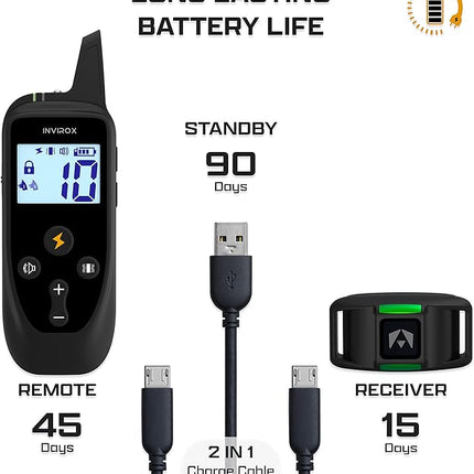 INVIROX 2026 Edition Dog Training Collar, 123 Levels for Reactive or Stubborn Dogs, 1100yd Long-Range E Collar, Waterproof Rechargeable System with Manual Bark Control for Large Dogs