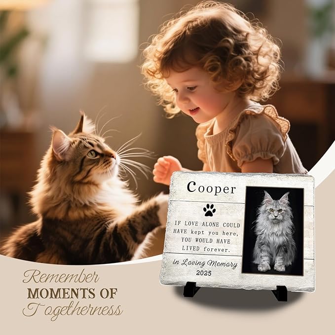 Personalized Pet Memorial Stone, Custom Dog Memorial Gifts for Loss of Cat with Photo Name Date, Cat Remembrance Gift, Loss of Dog Sympathy Gift for Dog Cat Lovers (Quote 9)