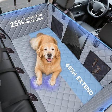 Hard Bottom Car Seat Cover for Dogs, PU+Plush Dog Car Seat Cover for Back Seat, Waterproof Backseat Extender for Dogs in Car (Grey, L - Cars, Small/Mid-Size SUVs & Trucks)