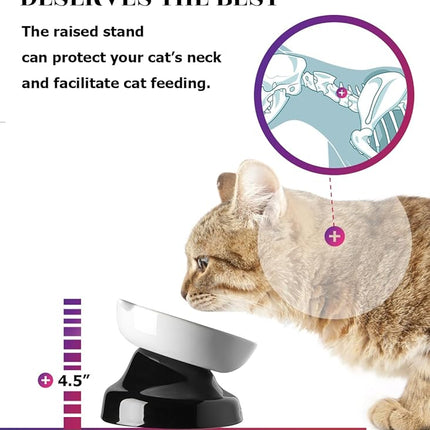 Y YHY Ceramic Cat Slow Feeder, Elevated Dog Food Bowl Tilted Design, Slow Feeder Bowl no Black Chin, Cat Shape for Dry and Wet Food