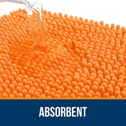 OLANLY Bathroom Rugs 70x24, Extra Soft Absorbent Chenille Bath Rugs, Rubber Backing Quick Dry, Machine Washable Bath Mats for Bathroom Floor, Tub and Shower, Home Decor Accessories, Orange