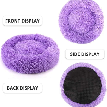 NOYAL Calming Dog Bed Donut Anti Anxiety Fluffy Dog Bed for Small Medium Dog and Cat