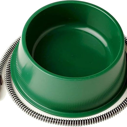 Farm Innovators 1 Quart 25 Watt Powered Heated Electric Water Bowl with Thermostatic Control and Anti Chew Cord Protector for Pets, Green