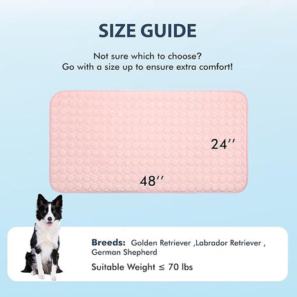 MICROCOSMOS Summer Cooling Mat & Sleeping Pad- Water Absorption Top, Materials Safe, Easy Carry, EZ Clean. Keep Cooling for Pets, Kids and Adults.(Pink, 48" x24")