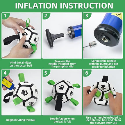 QDAN Dog Toys Soccer Ball with Straps, Interactive Toys for Tug of War, Puppy Birthday Gifts, Dog Water Toy, Durable Balls World Cup for Small Dogs（5 Inch）