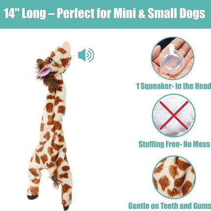 SPOT Skinneeez Giraffe 14 Inch Stuffing-Free Plush Squeaky Dog Toy – Soft Interactive Chew Toy for Small and Medium Dogs – Mess-Free Play for Light & Moderate Chewers