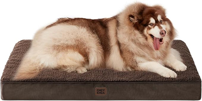 EHEYCIGA Orthopedic XXL Dog Beds for Jumbo Dogs with Removable Washable Cover for Crate, Brown, 47x29