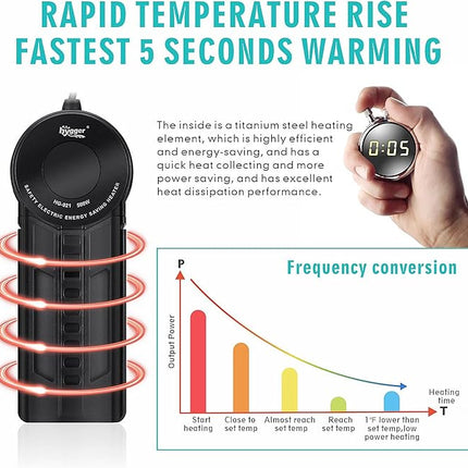 hygger 500W Aquarium Heater, Submersible Fish Tank Water Heater with External Color LED Digital Temperature Controller, Fast Heating for 60~120 Gallon