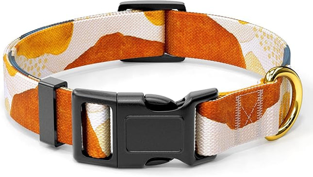 Rnivvi Dog Collar for Medium Dogs, Cute Heavy Duty Adjustable Puppy Collar with Quick Release Buckle for Boy Girl & Female, Pet Accessories for Walking Running, M Length 1" Width, Abstract Art