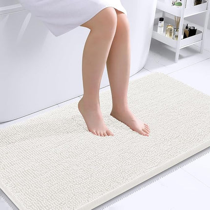 OLANLY Bathroom Rugs 44x32, Extra Soft Absorbent Chenille Bath Rugs, Rubber Backing Quick Dry, Machine Washable Bath Mats for Bathroom Floor, Tub and Shower, Home Decor Accessories, Ivory