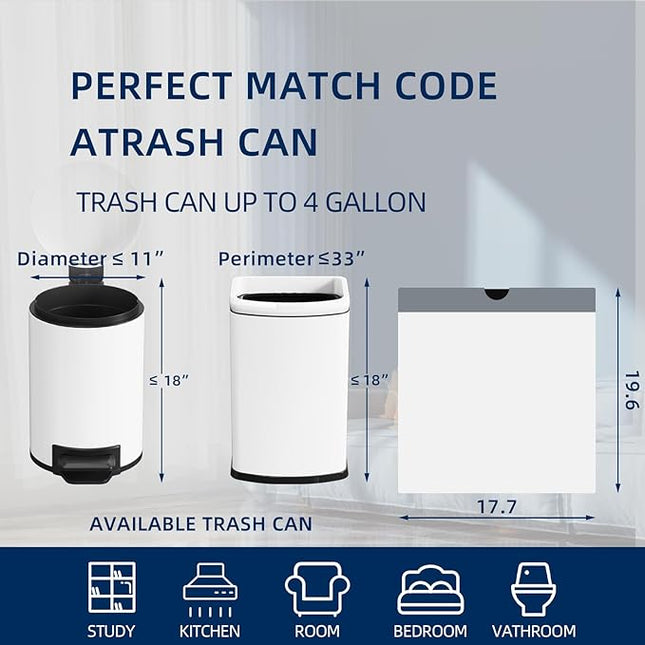 2.6 Gallon Mini Drawstring Trash Bags, Small Garbage Bags by KSSKSS, Code a fit 10-15 Liter, 2.6-4 Gal, White Trash Bin Liners for Home Office Kitchen Bathroom Bedroom, 120 Counts