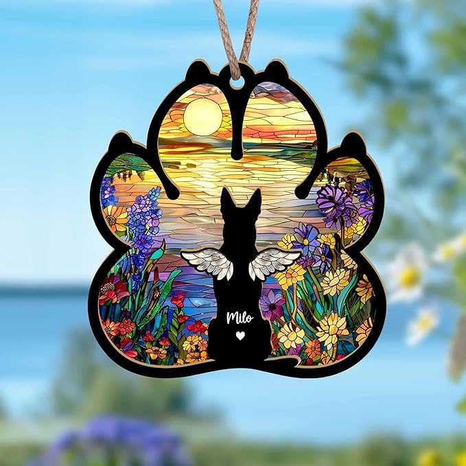Personalized Dog Loss Sympathy Suncatcher Gift, Custom Dog Memorial Suncatcher, Pet Memorial Gift, Loss of Dog Gift, Dog Remembrance Gift, Pet Memorial Gift