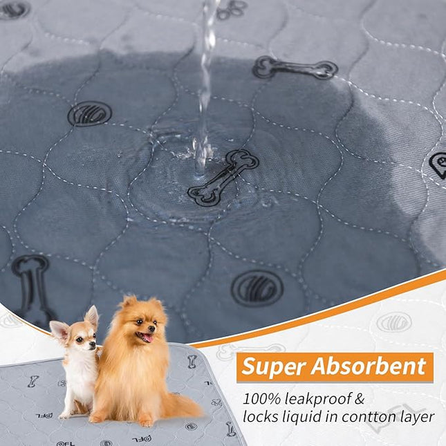Washable Pee Pads for Dogs, 24x36 Reusable Absorbent Whelping Pads with Non-Slip Waterproof Bone Print