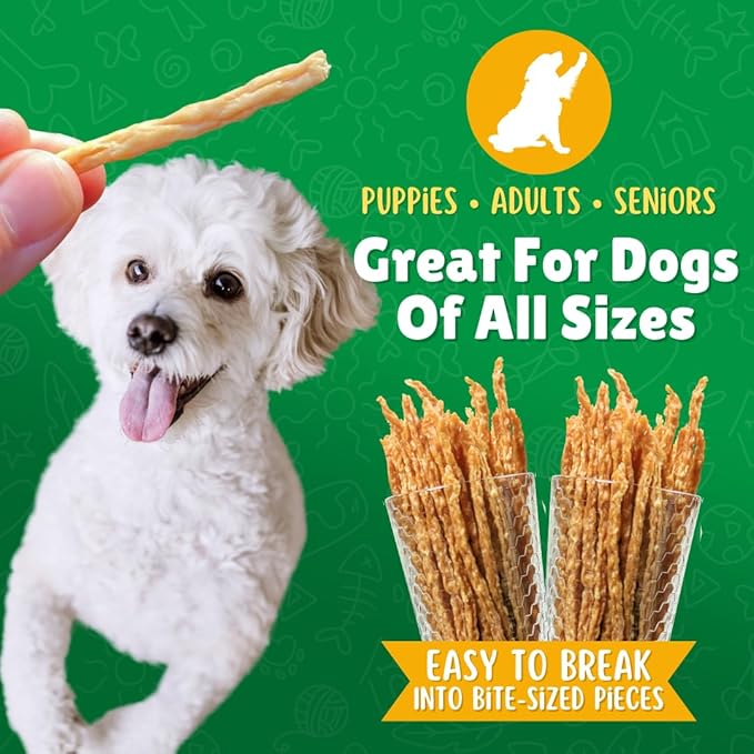 Chicken Jerky Straws Dog Treats – Chicken Sticks for Dogs Made and Sourced in The USA – Natural Single Ingredient Dehydrated Crunchy Treats for All Breeds – 13oz Bag