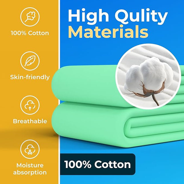 GREEN LIFESTYLE 100% Cotton Washable Absorbent Pads – Waterproof Reusable Underpads for Kids, Seniors, and Adults – Ideal for Bed Protection, Incontinence (Pack of 2 - 18x24)
