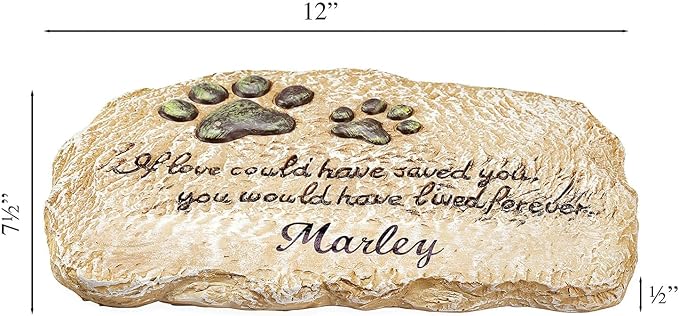 Fox Valley Traders Custom Forever Pet Memorial Garden Stone, Customized Indoor/Outdoor Décor, Crafted with 100% Resin, Loss of Pet Sympathy Gift – Measures 12” Long x 7 ½” Wide x ½” High