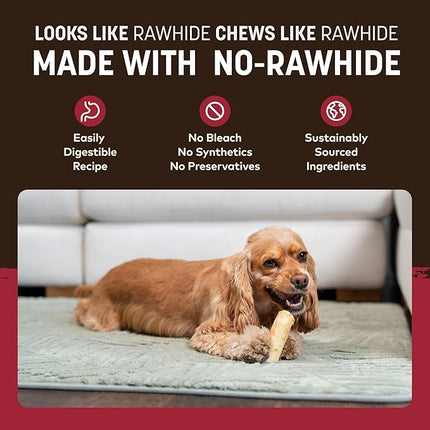 Earth Animal No Hide Chews - Long Lasting Rawhide Free Small Dog Chews Rolls, Beef - 2 Count