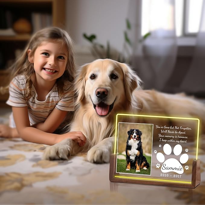 Personalized Pet Memorial Gifts for Dogs, Dog Memorial Gifts for Loss of Dog, in Memory of Dog, Pet Sympathy Gifts for Dogs, Pet Memorial Gifts Cat, Dog Memorial Acrylic Night Light, Pet Loss Gifts