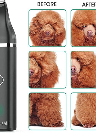 oneisall Dog Clippers with Double Blades,Cordless Small Pet Hair Grooming Trimmer,Low Noise for Trimming Dog's Hair Around Paws, Eyes, Ears, Face, Rump (Black)