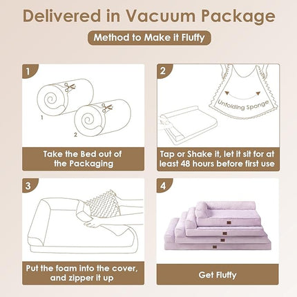 EHEYCIGA Memory Foam Dog Bed XLarge Sized Dogs, Extra Large Dog Bed Orthopedic with Washable Removable Cover, Waterproof XL Pet Bed Couch, 44x32x6.5 Inches, Lilac