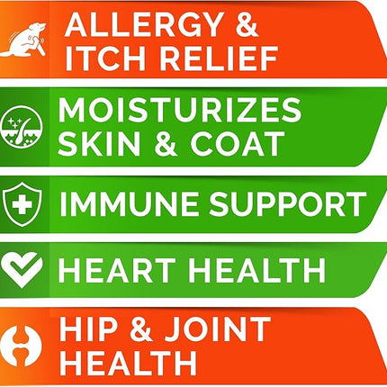 StrellaLab Omega 3 for Dogs - (180Ct) Fish Oil Treats - Allergy & Itch Relief Skin & Coat Supplement - Dry Itchy Skin, Anti Shedding & Hot Spots Treatment - Pet Salmon Oil Chews - Smoked Salmon Flavor